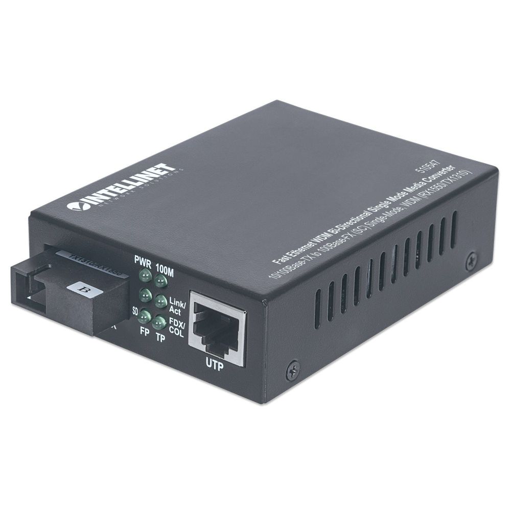 Intellinet 510547 convertitore multimediale di rete 100 Mbit s Modalità singola Nero