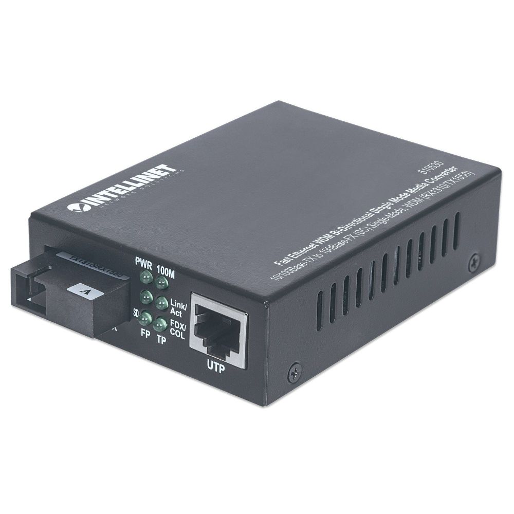Intellinet 510530 convertitore multimediale di rete 100 Mbit s Modalità singola Nero
