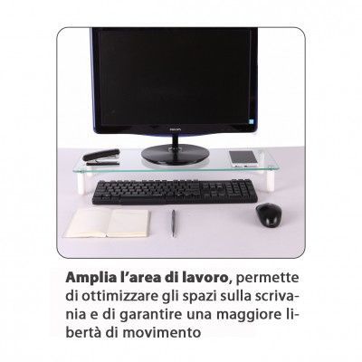 Stand Supporto da Scrivania per Monitor Notebook in Metallo 370mm Nero -  Supporti Multifunzione da Ufficio - Staffe e Supporti - Multimedia