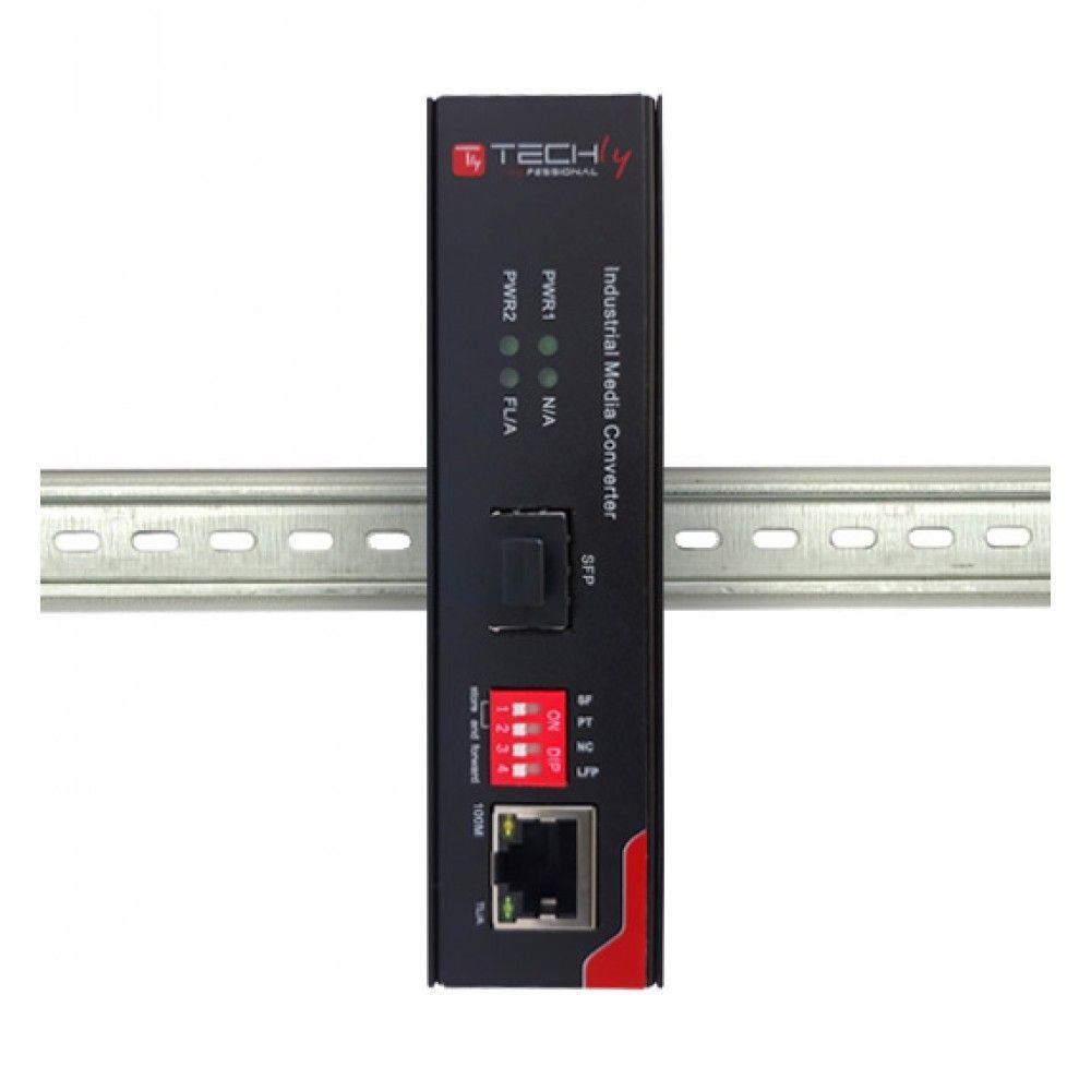 Techly I-SWHUB-IND1100 switch di rete Fast Ethernet (10 100) Nero