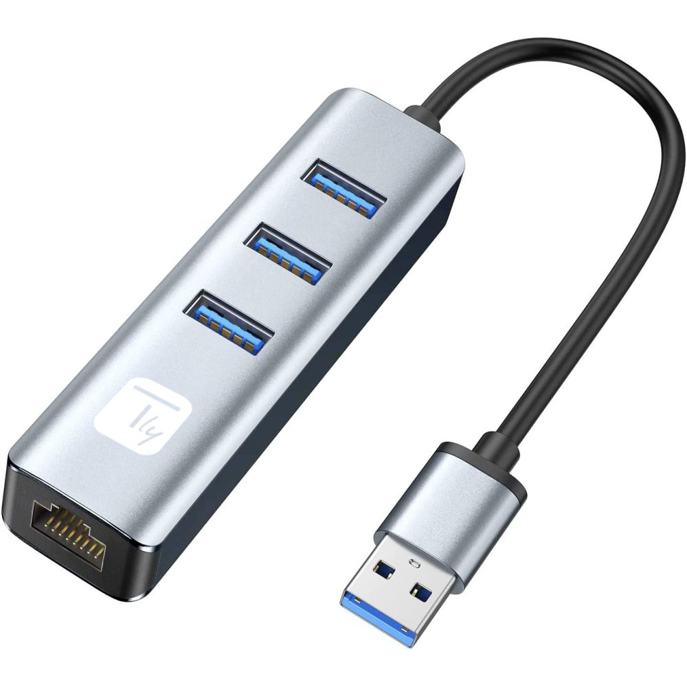 Adattatore Convertitore USB tipo A a RJ45 Gigabit con Hub 3 Porte USB 5 Gbps