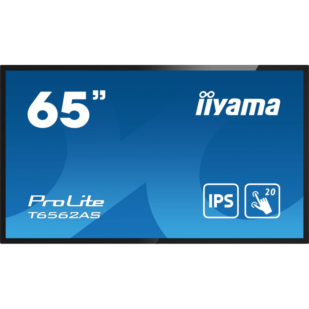 iiyama T6562AS-B1 visualizzatore di messaggi Pannello piatto interattivo 163,8 cm (64.5") IPS 500 cd m² 4K Ultra HD Nero Touch