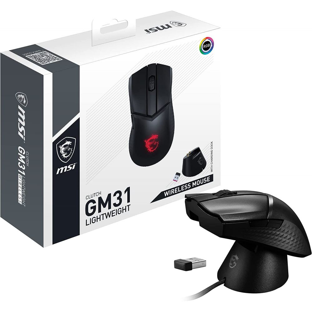 MSI MOUSE GAMING CLUTCH GM31 WIRELESS LIGHTWEIGHT BLACK